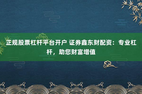 正规股票杠杆平台开户 证券鑫东财配资：专业杠杆，助您财富增值