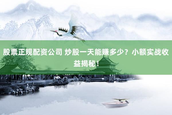 股票正规配资公司 炒股一天能赚多少？小额实战收益揭秘！