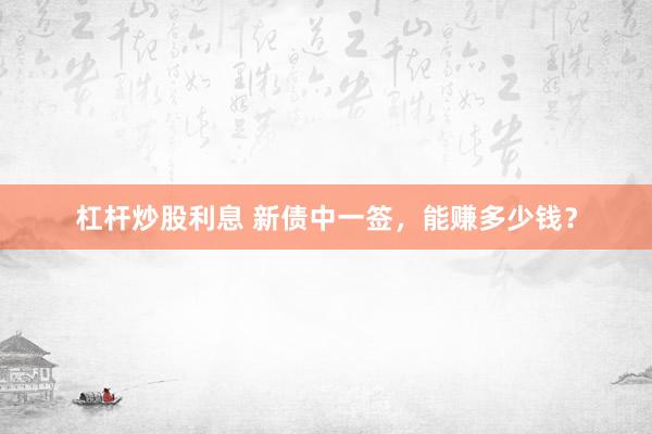 杠杆炒股利息 新债中一签，能赚多少钱？