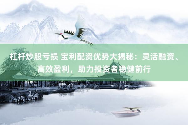 杠杆炒股亏损 宝利配资优势大揭秘：灵活融资、高效盈利，助力投资者稳健前行