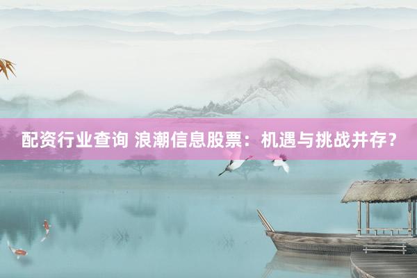 配资行业查询 浪潮信息股票:机遇与挑战并存?