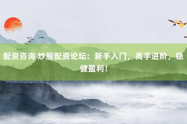 配资咨询 炒股配资论坛：新手入门，高手进阶，稳健盈利！
