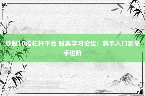 炒股10倍杠杆平台 股票学习论坛：新手入门到高手进阶